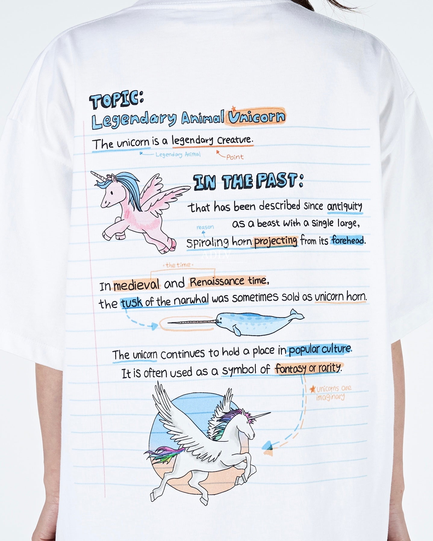 UNICORN NOTE SHORT SLEEVE T-SHIRT WHITE (WHITE)