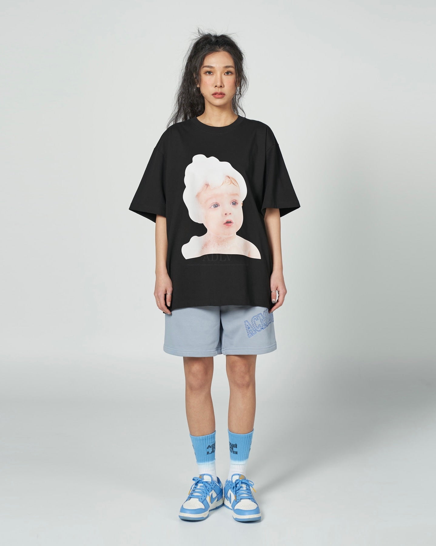 ADLV BABY FACE SHORT SLEEVE T-SHIRT BLACK BUBBLE (BLACK)