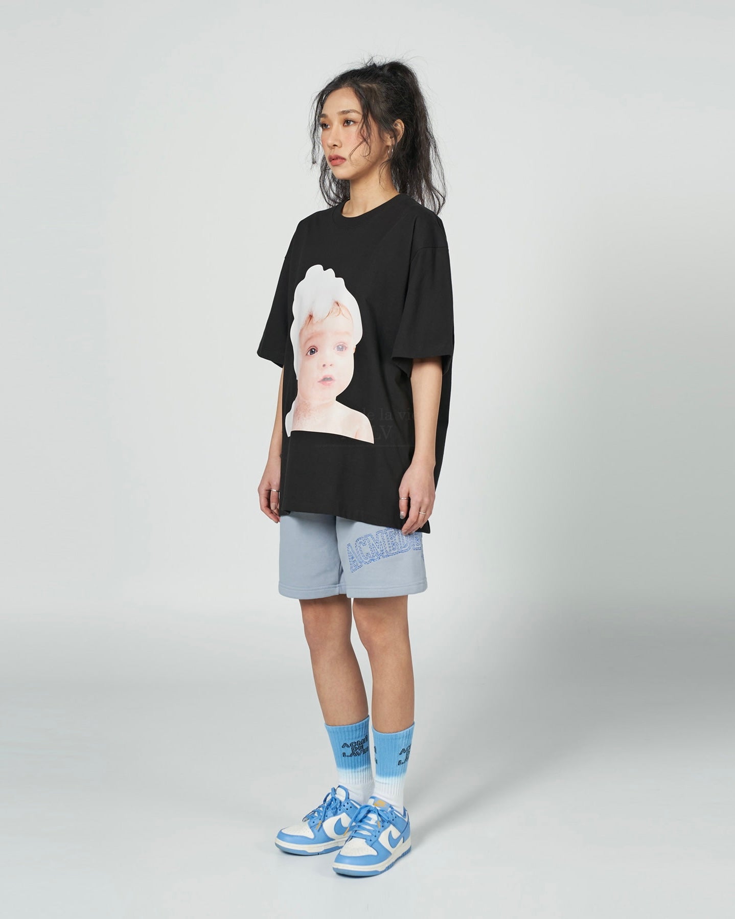 ADLV BABY FACE SHORT SLEEVE T-SHIRT BLACK BUBBLE (BLACK)