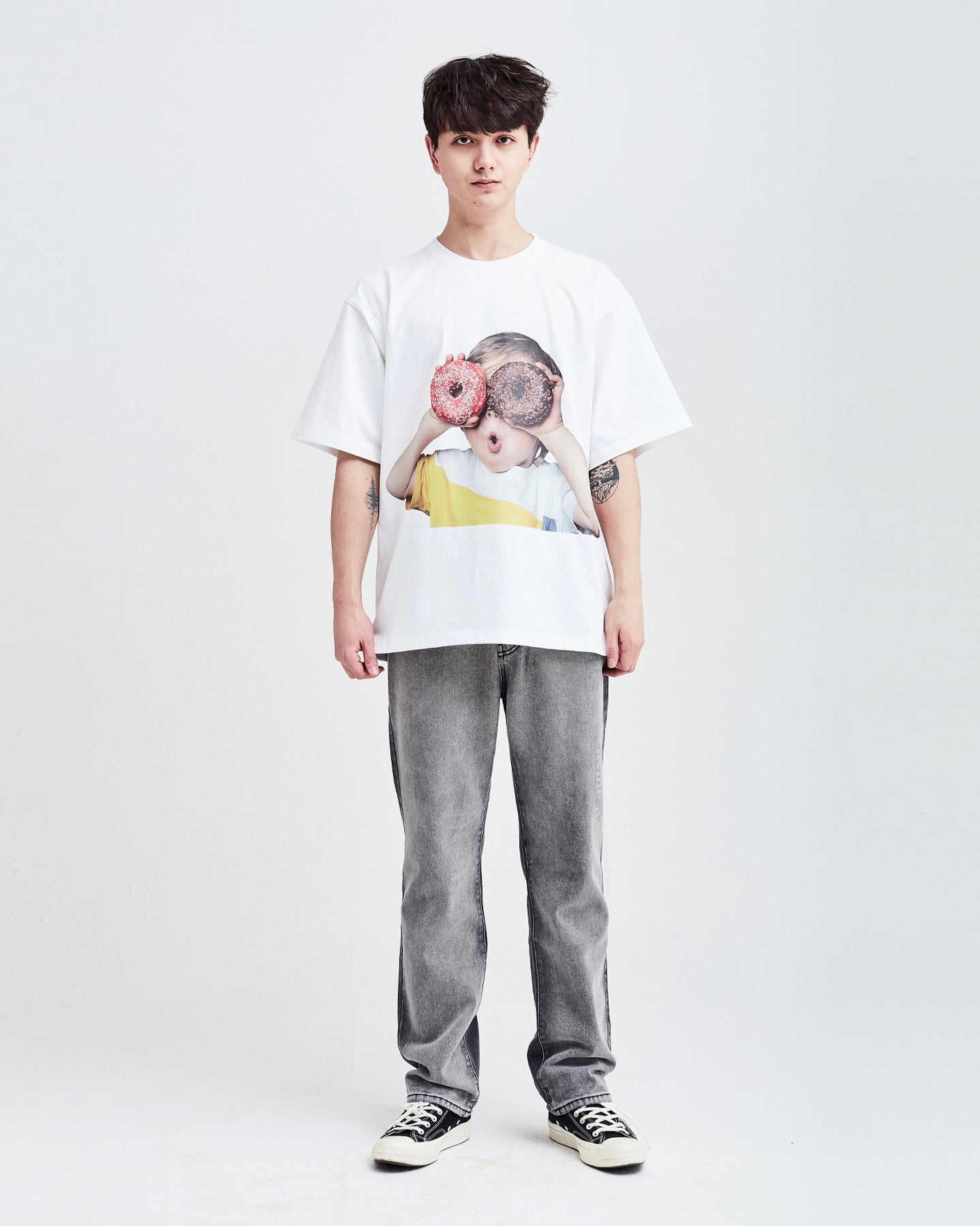 ADLV BABY FACE SHORT SLEEVE T-SHIRT WHITE DONUTS 1 R (WHITE)