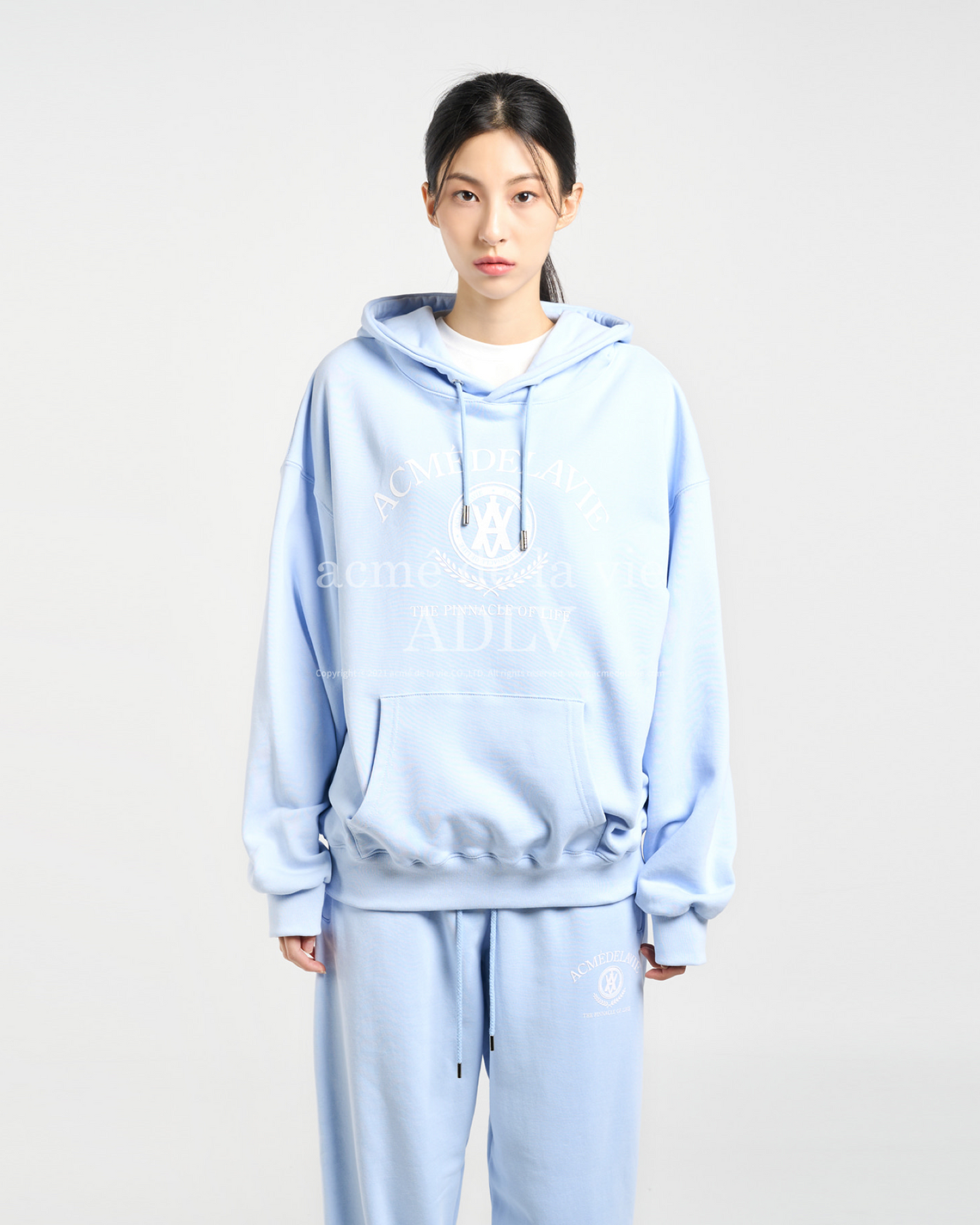 LAUREL A LOGO EMBLEM HOODIE SKYBLUE