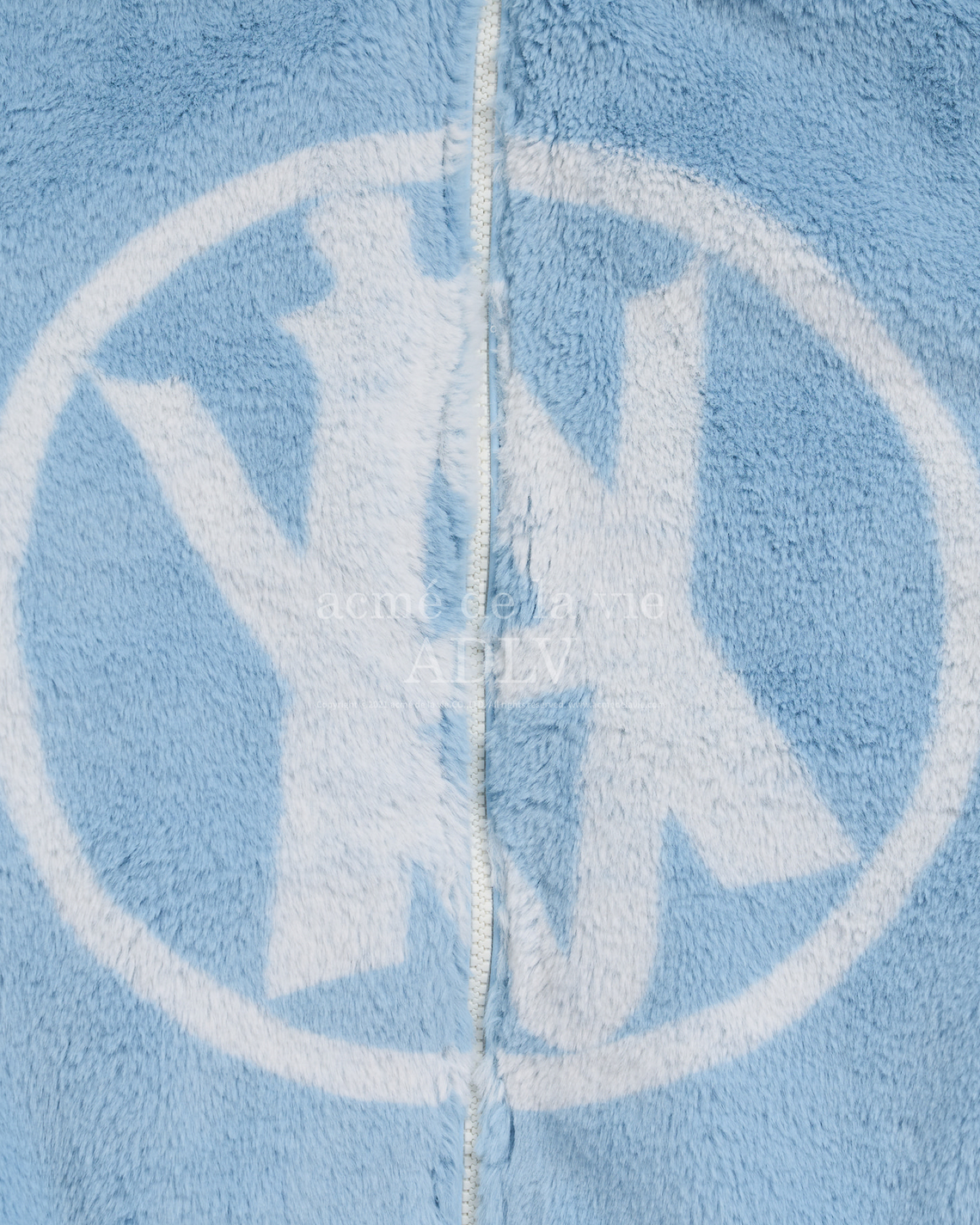 REVERSIBLE A LOGO EMBLEM FAKE FUR JACKET SKY BLUE