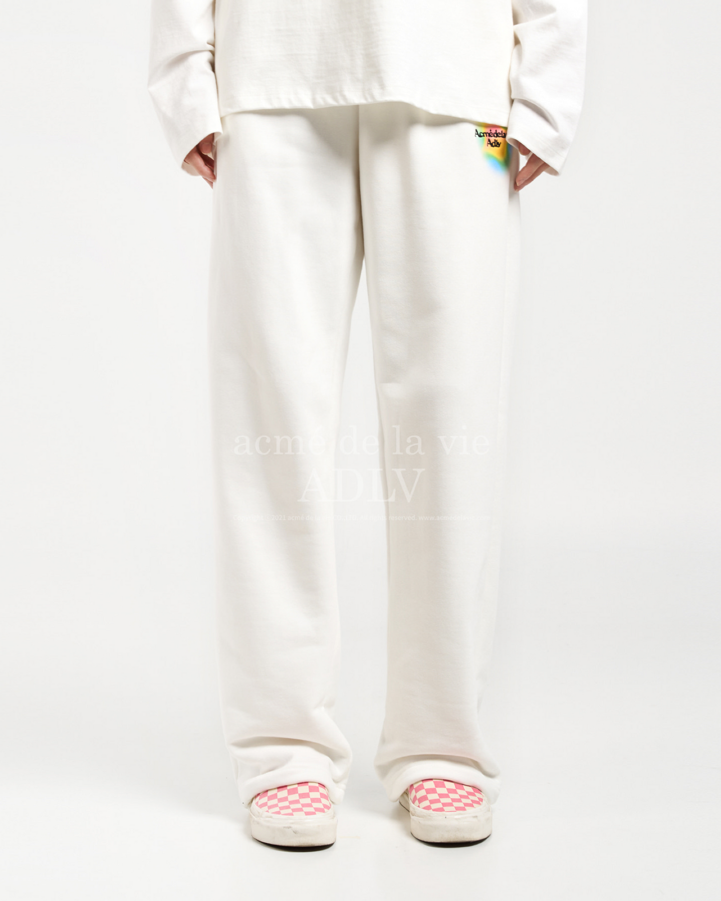 RAINBOW GRADATION ARTWORK SWEAT PANTS CREAM