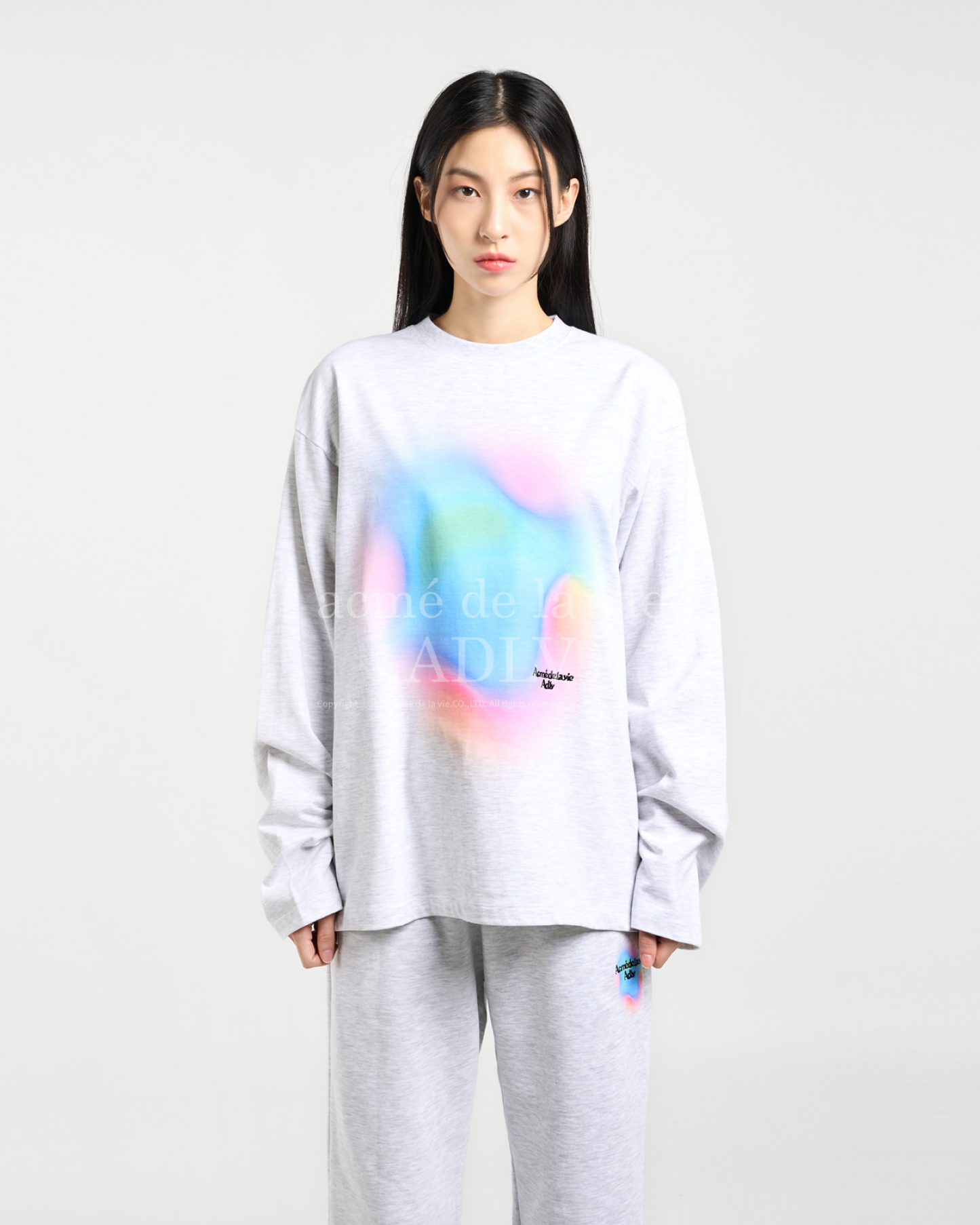 RAINBOW GRADATION ARTWORK LONG SLEEVE T-SHIRT MELANGE