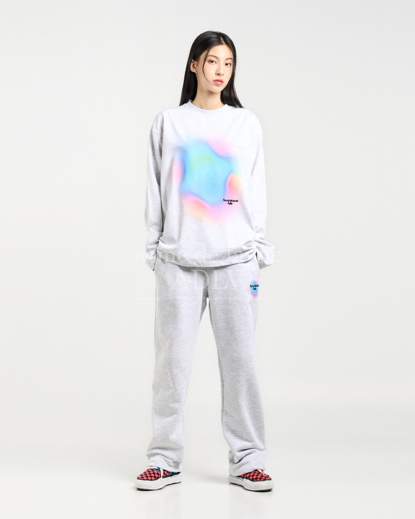 RAINBOW GRADATION ARTWORK LONG SLEEVE T-SHIRT MELANGE