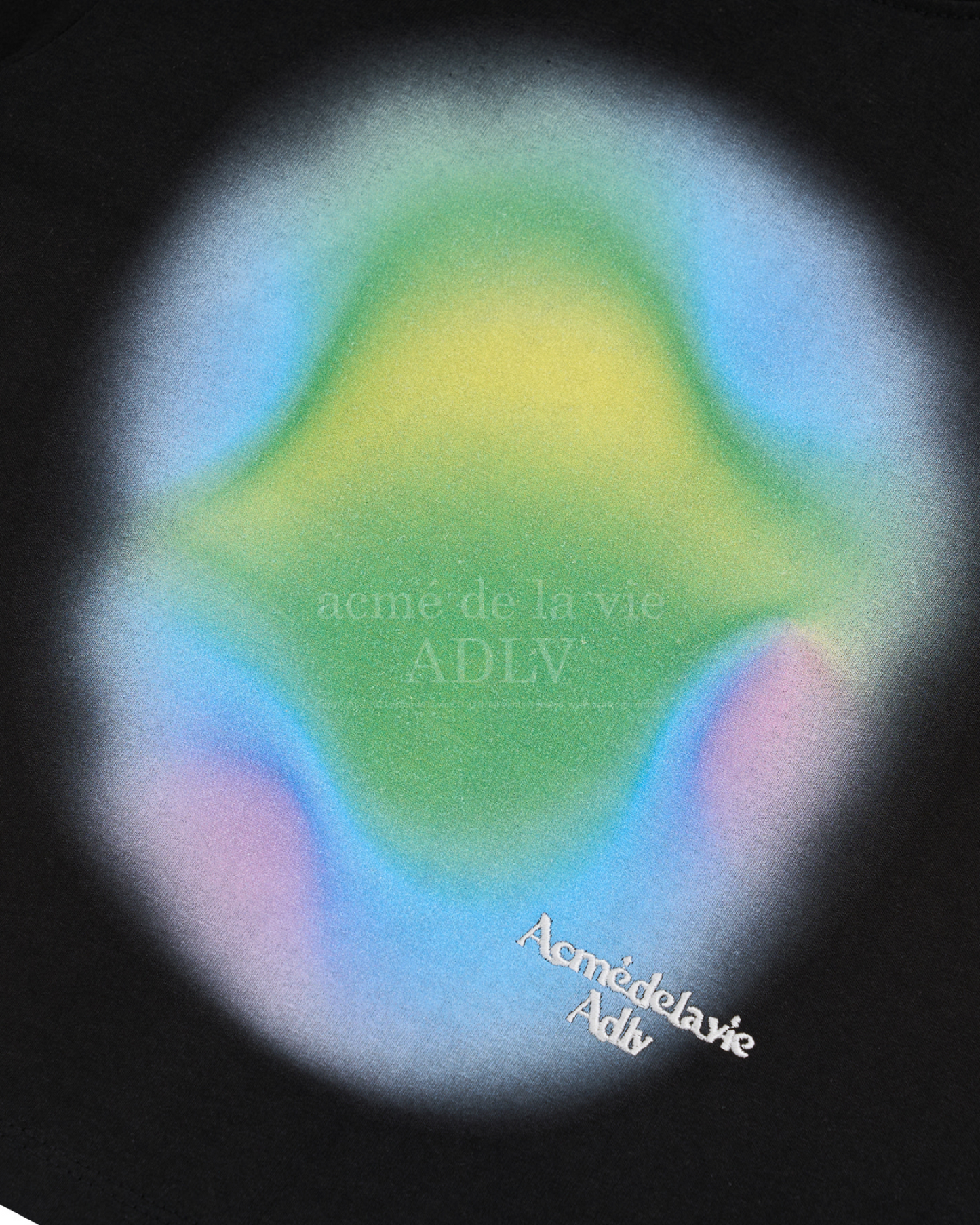 RAINBOW GRADATION ARTWORK CROP TOP SHORT SLEEVE T-SHIRT BLACK