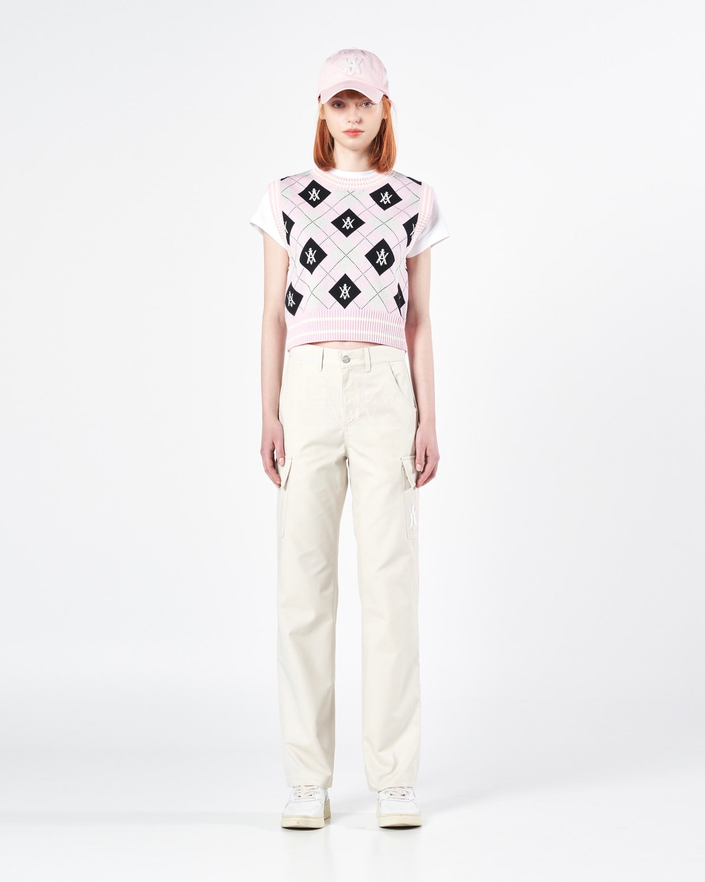 ADLV x LISA A LOGO EMBLEM EMBROIDERY CARGO PANTS (IVORY)
