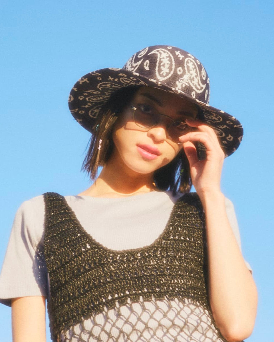 PAISLEY WIDE BRIM CASUAL (DARK BLUE/WHITE)