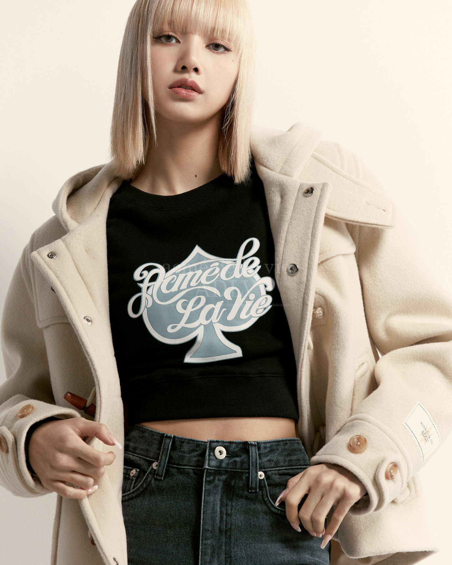 SPADE SCRIPT LOGO CROP TOP SWEAT SHIRT BLACK