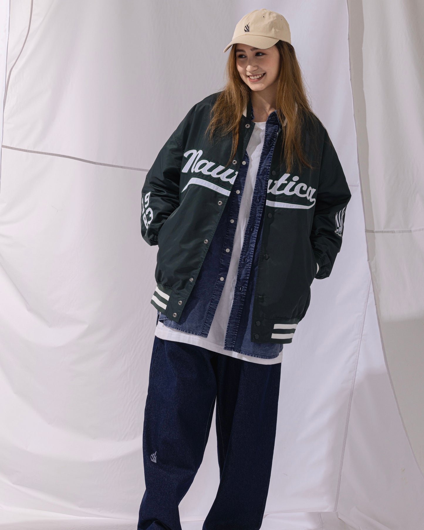 NAUTICA L/W JACKET STADIUM JACKET (GREEN, 3UE)