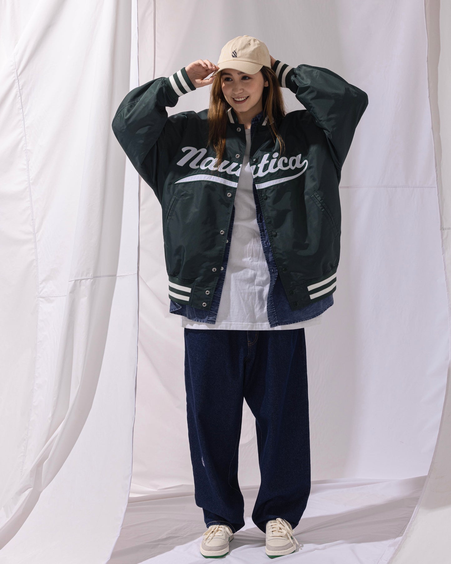 NAUTICA L/W JACKET STADIUM JACKET (GREEN, 3UE)