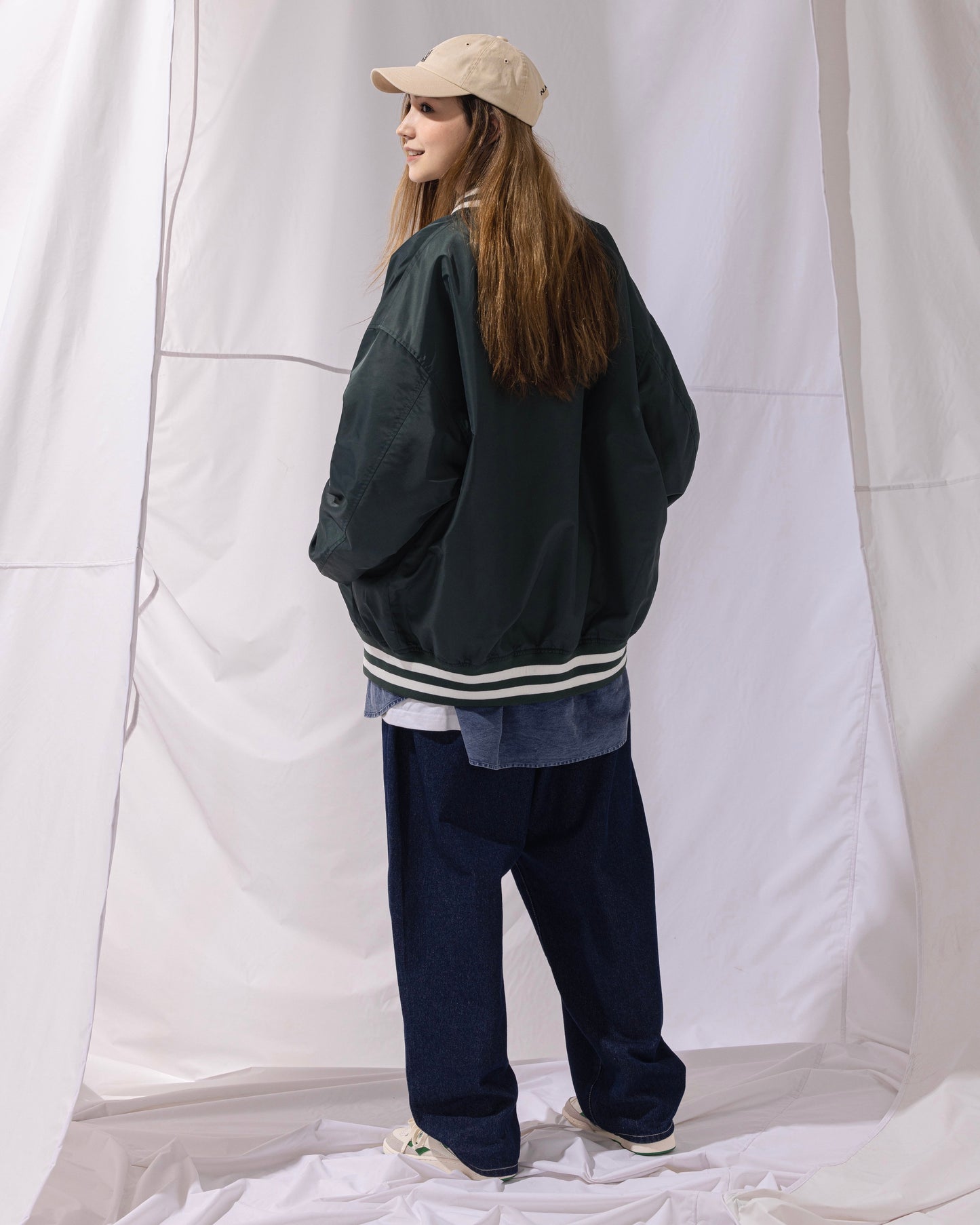 NAUTICA L/W JACKET STADIUM JACKET (GREEN, 3UE)