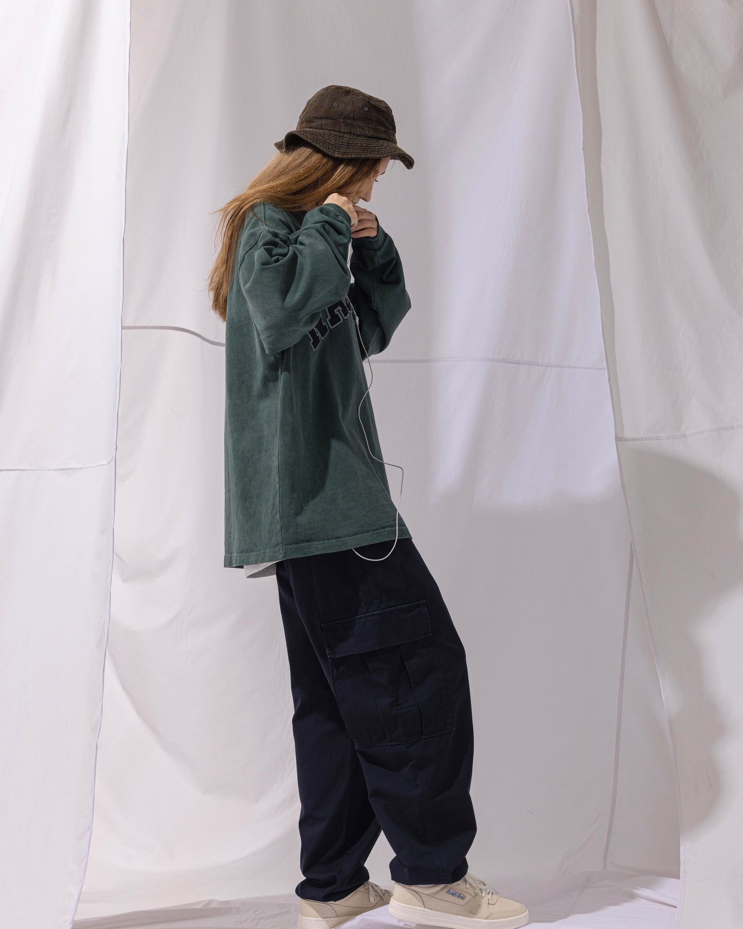 NAUTICA L/S T-SHIRTS TOO HEAVY GARMENT DYED ARCHLOGO L/S TEE (GREEN, 3UE)