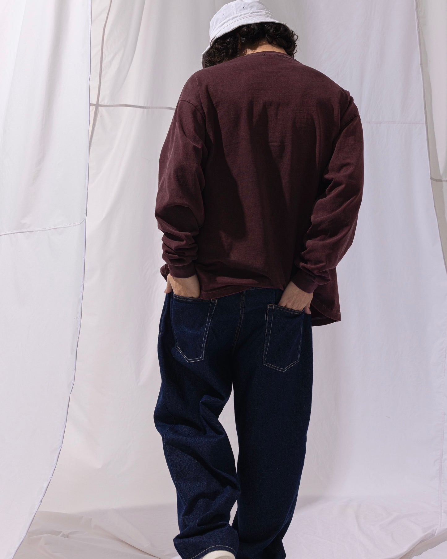 NAUTICA L/S T-SHIRTS TOO HEAVY GARMENT DYED ARCHLOGO L/S TEE (BURGUNDY, 6WW)
