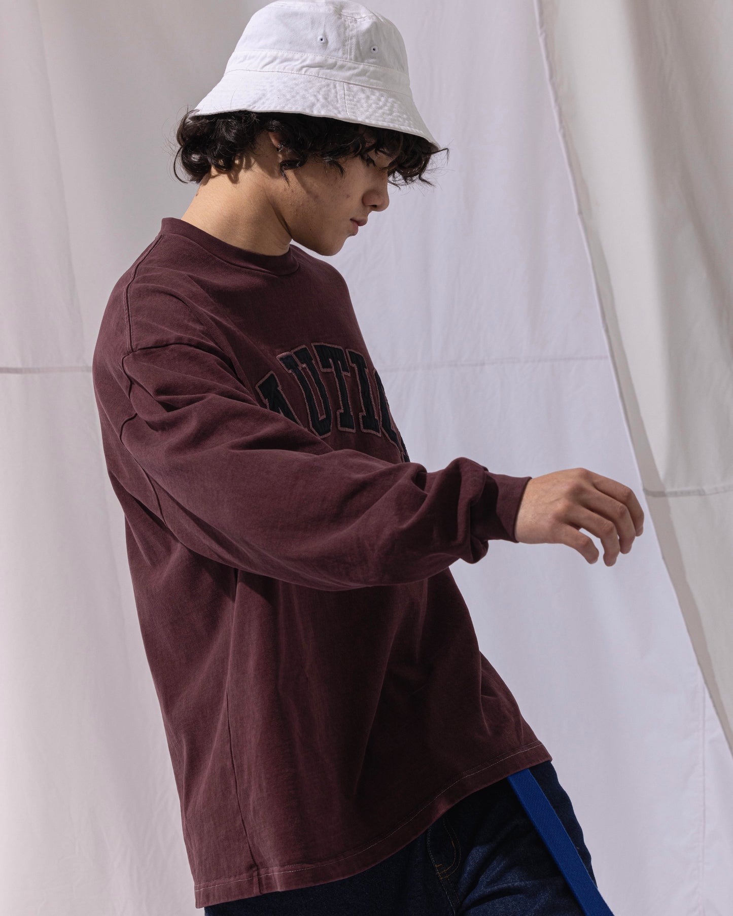 NAUTICA L/S T-SHIRTS TOO HEAVY GARMENT DYED ARCHLOGO L/S TEE (BURGUNDY, 6WW)