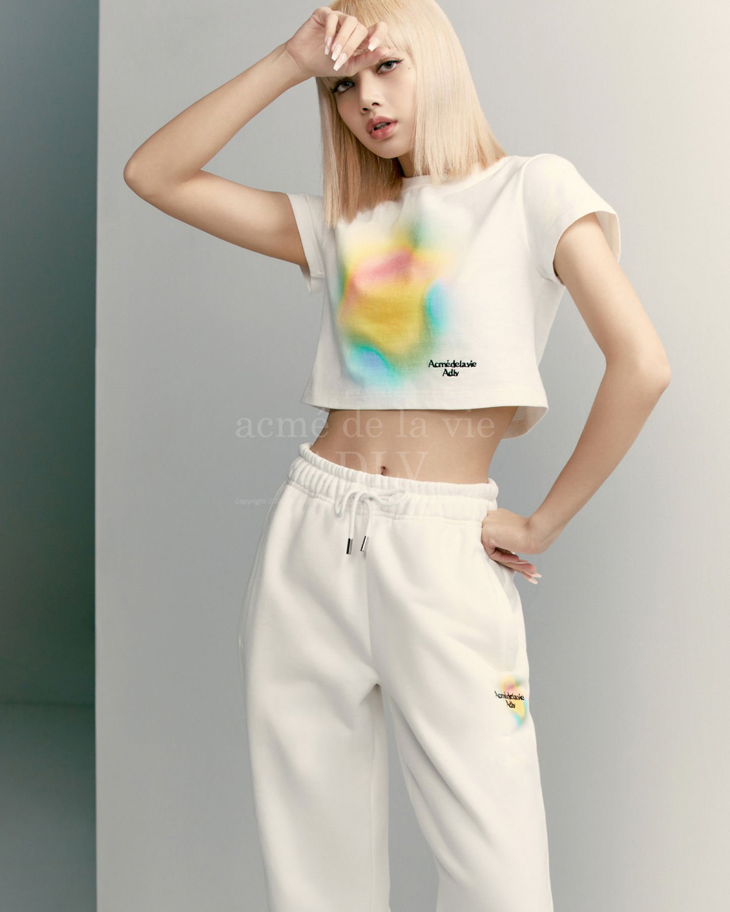 RAINBOW GRADATION ARTWORK SWEAT PANTS CREAM