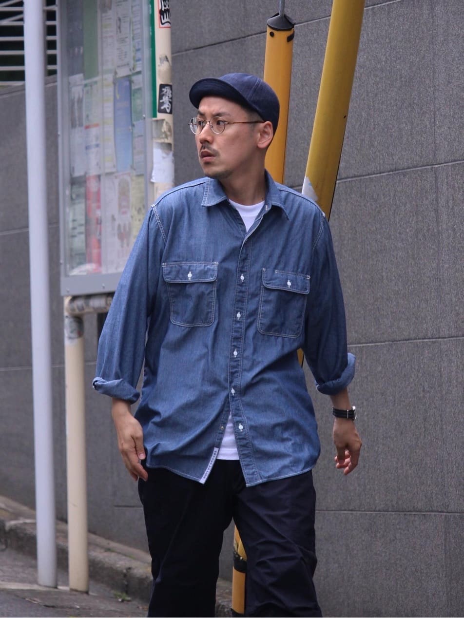 NANAMICA REGULAR COLLAR WIND SHIRT (INDIGO)