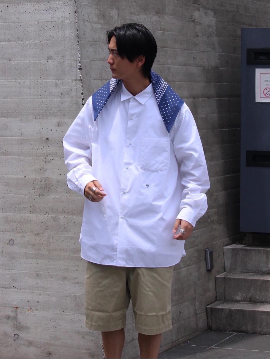 NANAMICA REGULAR COLLAR WIND SHIRT (OFF WHITE)