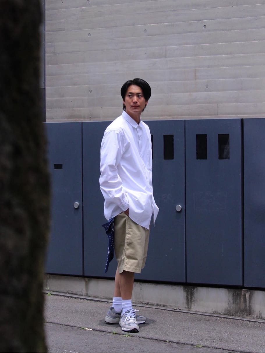 NANAMICA REGULAR COLLAR WIND SHIRT (OFF WHITE)