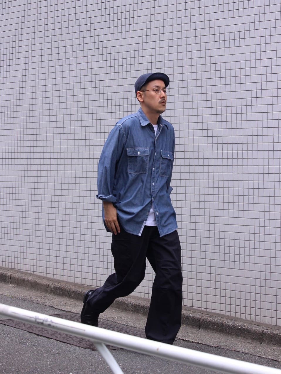 NANAMICA REGULAR COLLAR WIND SHIRT (INDIGO)