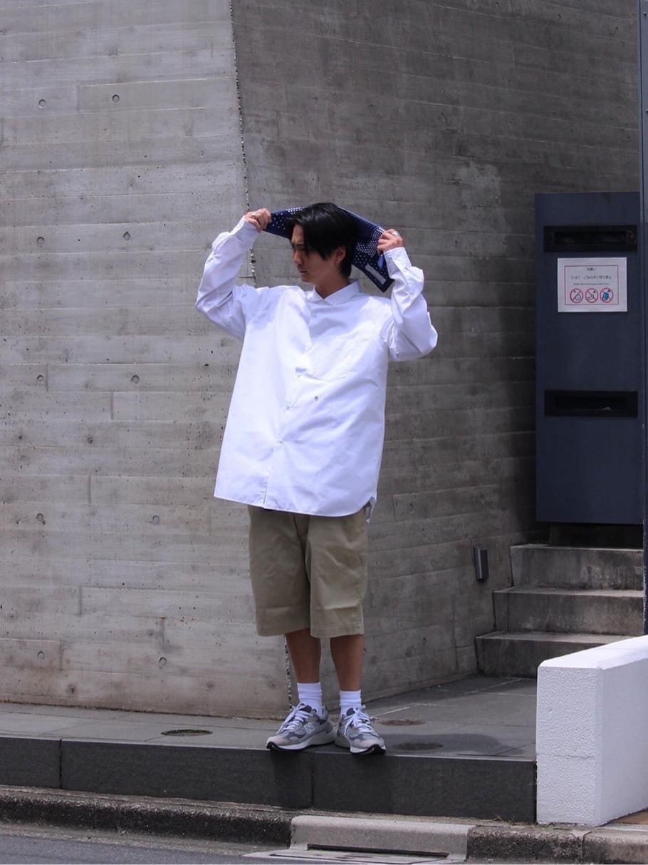 NANAMICA REGULAR COLLAR WIND SHIRT (OFF WHITE)