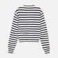 FOX HEAD INTARSIA CROPPED STRIPED CARDIGAN (DEEP NAVY/OFF-WHITE STRIPES)