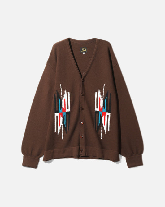 V NECK CARDIGAN (BROWN)