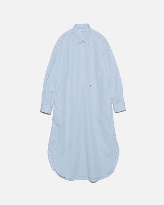 STRIPE BUTTON DOWN WIND SHIRT DRESS (SAX)