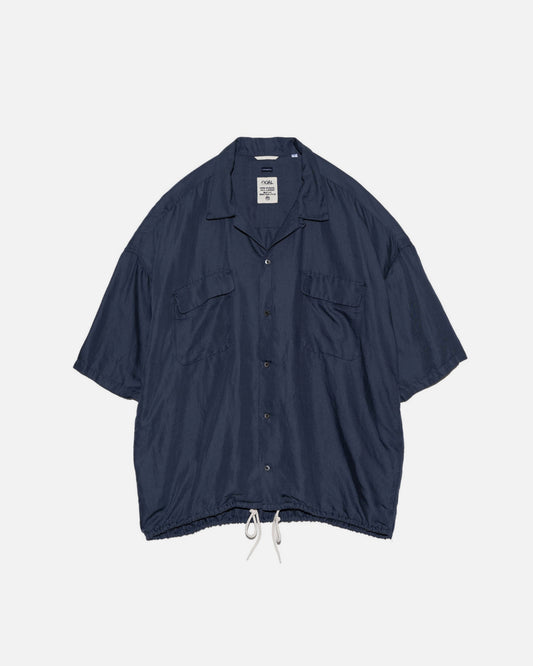 OPEN COLLAR CUPRA HEMP S/S SHIRT (NAVY)