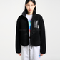 A LOGO EMBLEM BOUCLE FLEECE JACKET BLACK