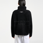 A LOGO EMBLEM BOUCLE FLEECE JACKET BLACK