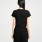 RAINBOW GRADATION ARTWORK CROP TOP SHORT SLEEVE T-SHIRT BLACK