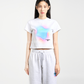 RAINBOW GRADATION ARTWORK CROP TOP SHORT SLEEVE T-SHIRT MELANGE