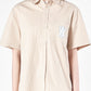 ADLV x LISA A LOGO EMBLEM PATCH STRIPE SHORT SLEEVE SHIRT (BEIGE)