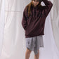 NAUTICA KNIT ACTIVE HEAVY WEIGHT SWEAT GARMENT DYED ARCHLOGO HOODIE (BURGUNDY, 6WW)