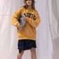 NAUTICA KNIT ACTIVE HEAVY WEIGHT SWEAT GARMENT DYED ARCHLOGO CREW (MASTARD, 7TW)