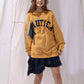 NAUTICA KNIT ACTIVE HEAVY WEIGHT SWEAT GARMENT DYED ARCHLOGO CREW (MASTARD, 7TW)