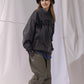 NAUTICA KNIT ACTIVE HEAVY WEIGHT SWEAT GARMENT DYED ARCHLOGO CREW (CHARCOAL, 01C)