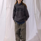 NAUTICA KNIT ACTIVE HEAVY WEIGHT SWEAT GARMENT DYED ARCHLOGO CREW (CHARCOAL, 01C)