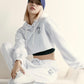 ADLV x LISA A LOGO EMBLEM PATCH CROP HOODIE (WHITE)