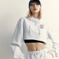 ADLV x LISA A LOGO EMBLEM PATCH CROP HOODIE (WHITE)