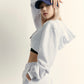 ADLV x LISA A LOGO EMBLEM PATCH CROP HOODIE (WHITE)