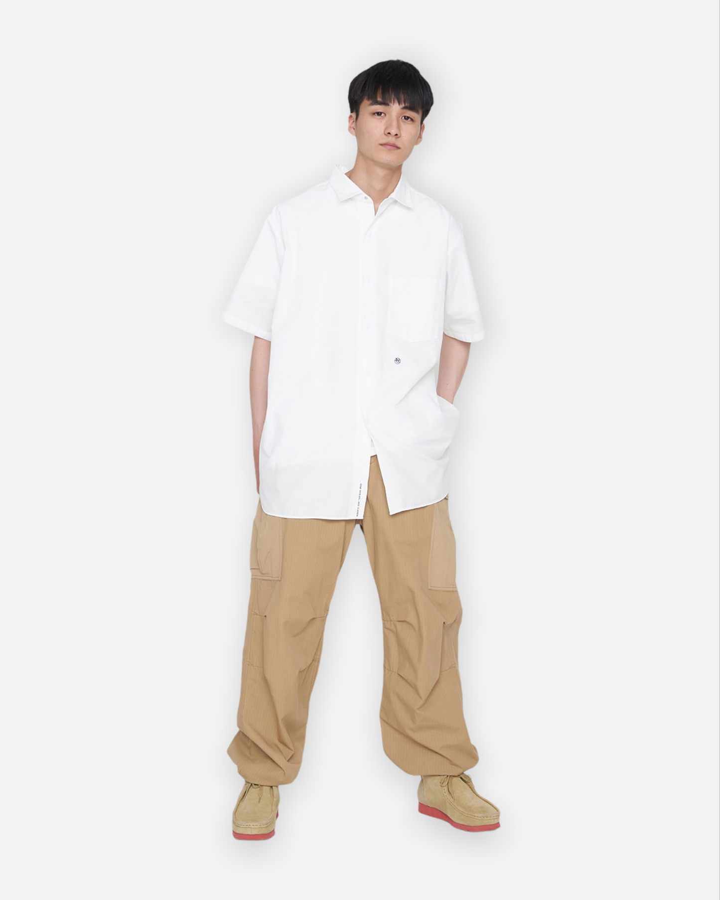 NANAMICA REGULAR COLLAR WIND H/S SHIRT (OFF WHITE)