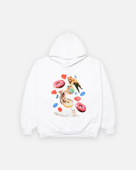 ADLV CANDY, CAT AND DOG HOODIE (WHITE)