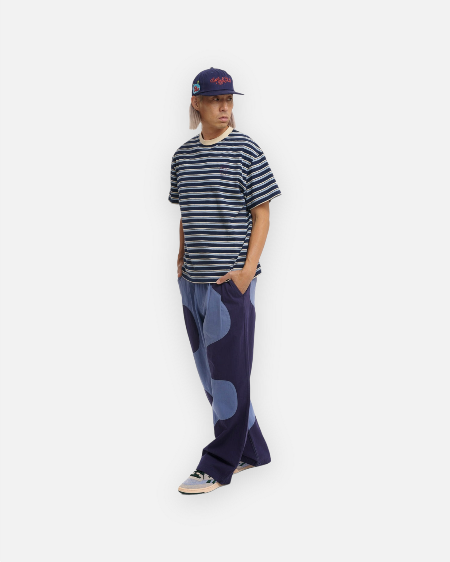 BRAIN DEAD 94 STRIPED T-SHIRT (NAVY MULTI)