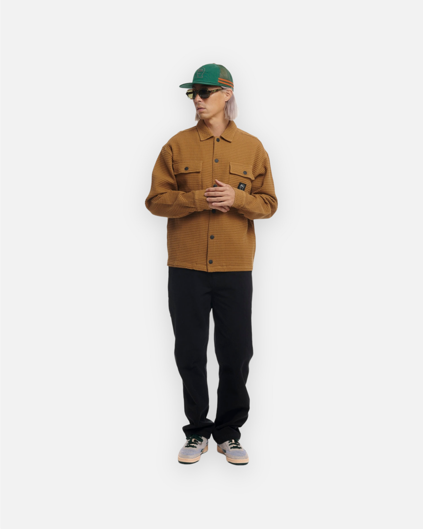 BRAIN DEAD WAFFLE SNAP FRONT SHIRT (LIGHT BROWN)