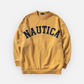 NAUTICA KNIT ACTIVE HEAVY WEIGHT SWEAT GARMENT DYED ARCHLOGO CREW (MASTARD, 7TW)