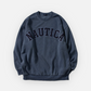 NAUTICA KNIT ACTIVE HEAVY WEIGHT SWEAT GARMENT DYED ARCHLOGO CREW (NAVY, 4NV)