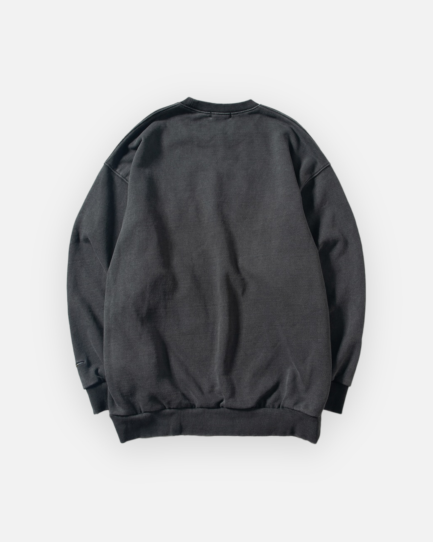 NAUTICA KNIT ACTIVE HEAVY WEIGHT SWEAT GARMENT DYED ARCHLOGO CREW (CHARCOAL, 01C)