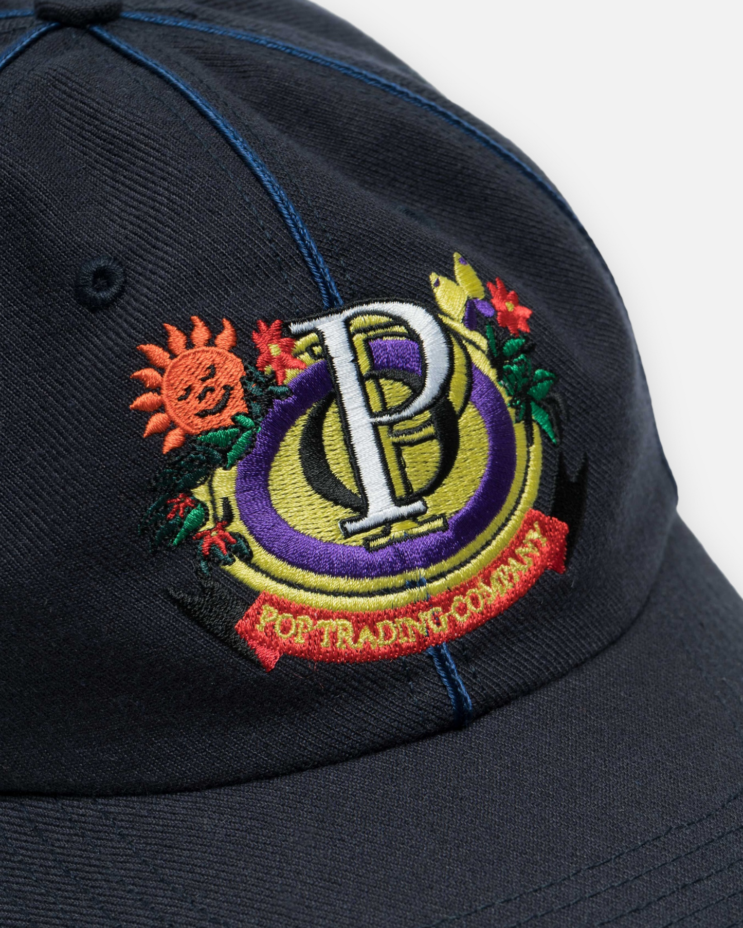 POP FLORAL CREST SIXPANEL HAT (NAVY WOOL)